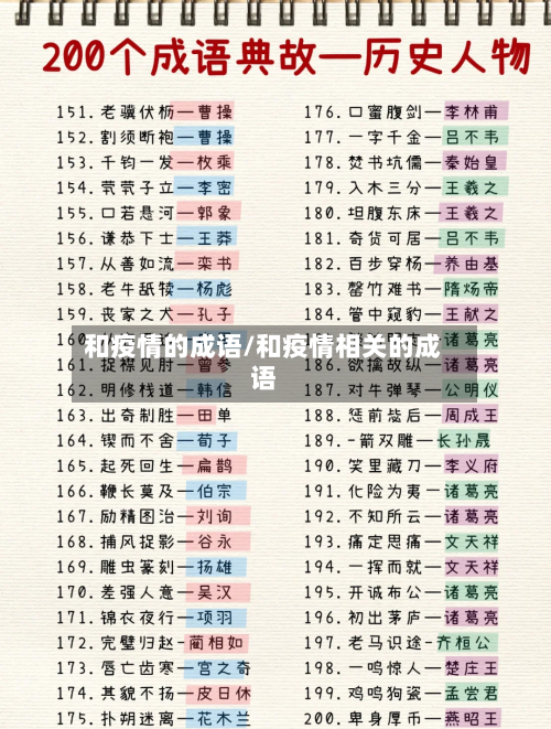 和疫情的成语/和疫情相关的成语