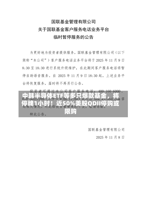 中韩半导体ETF等多只爆款基金，将停牌1小时！近50%美股QDII停购或限购-第2张图片