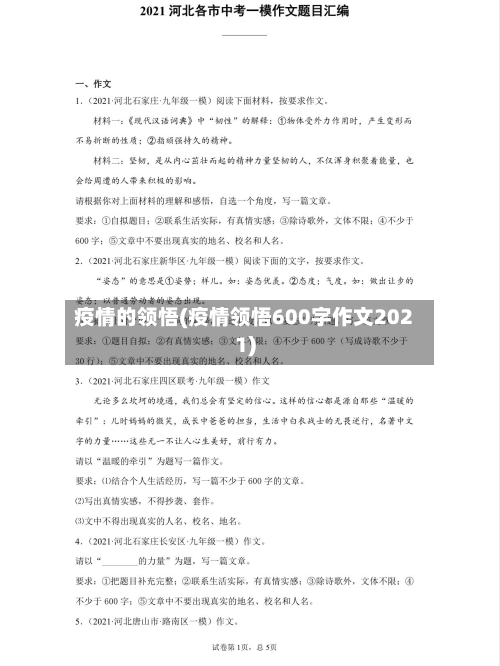疫情的领悟(疫情领悟600字作文2021)-第2张图片