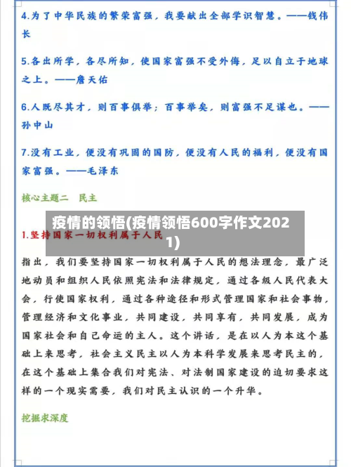 疫情的领悟(疫情领悟600字作文2021)