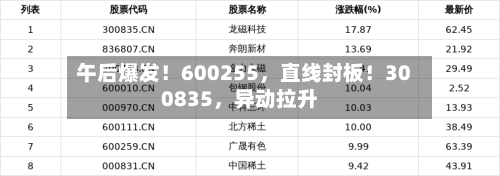 午后爆发！600255，直线封板！300835	，异动拉升-第2张图片
