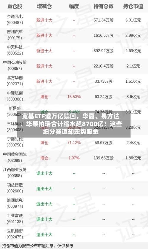 宽基ETF遭万亿赎回，华夏、易方达	、华泰柏瑞合计缩水超8700亿！这些细分赛道却逆势吸金-第2张图片