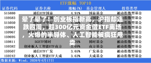 晕了晕了！创业板指新高	，沪指却连跌四周，超300亿元资金借ETF离场，火爆的半导体、人工智能被疯狂甩卖-第2张图片