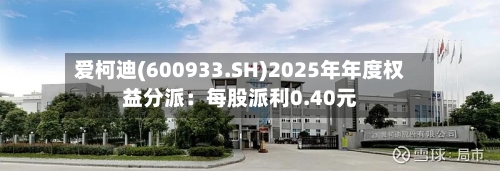 爱柯迪(600933.SH)2025年年度权益分派：每股派利0.40元