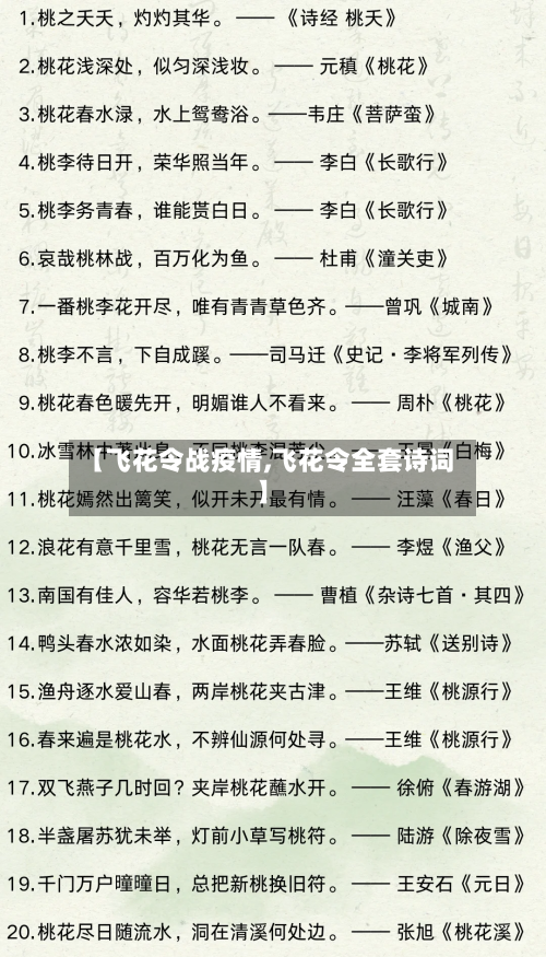 【飞花令战疫情,飞花令全套诗词】