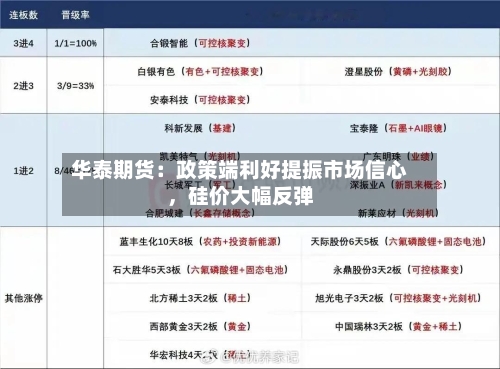 华泰期货：政策端利好提振市场信心，硅价大幅反弹-第2张图片