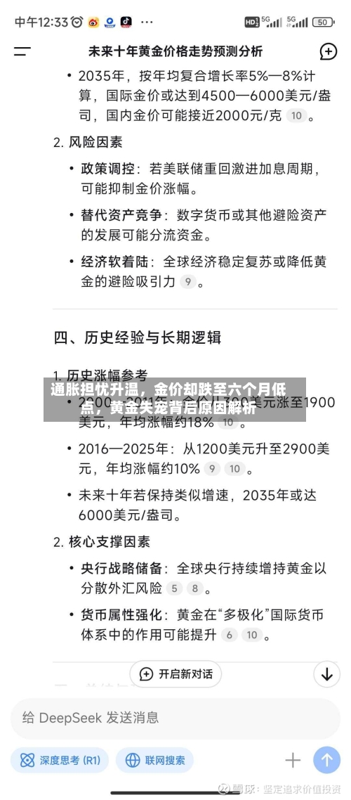 通胀担忧升温，金价却跌至六个月低点，黄金失宠背后原因解析-第2张图片