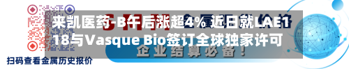 来凯医药-B午后涨超4% 近日就LAE118与Vasque Bio签订全球独家许可协议-第2张图片