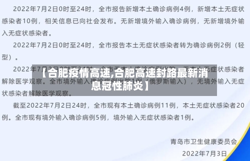 【合肥疫情高速,合肥高速封路最新消息冠性肺炎】-第2张图片