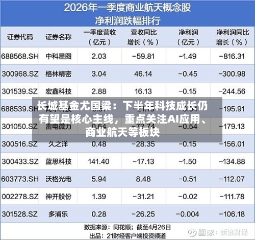 长城基金尤国梁：下半年科技成长仍有望是核心主线	，重点关注AI应用	、商业航天等板块-第2张图片