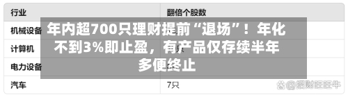 年内超700只理财提前“退场”！年化不到3%即止盈，有产品仅存续半年多便终止-第2张图片
