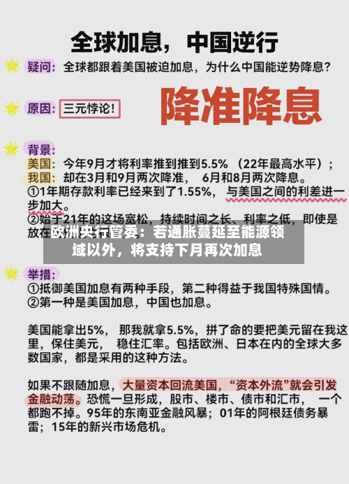 欧洲央行管委：若通胀蔓延至能源领域以外，将支持下月再次加息-第2张图片