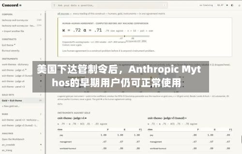 美国下达管制令后，Anthropic Mythos的早期用户仍可正常使用