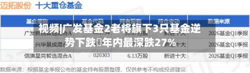 视频|广发基金2老将旗下3只基金逆势下跌 年内最深跌27%
