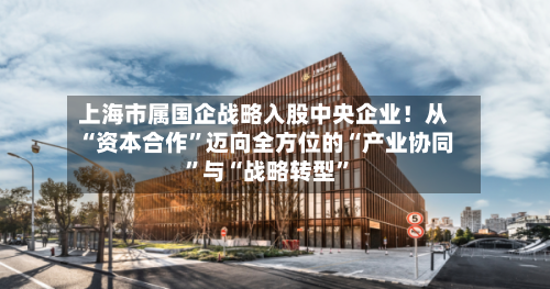 上海市属国企战略入股中央企业！从“资本合作	”迈向全方位的“产业协同”与“战略转型”-第3张图片