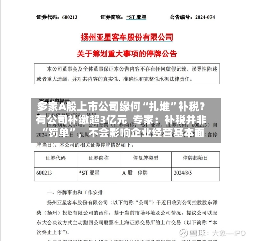 多家A股上市公司缘何“扎堆”补税？有公司补缴超3亿元  专家：补税并非“罚单”	，不会影响企业经营基本面-第2张图片