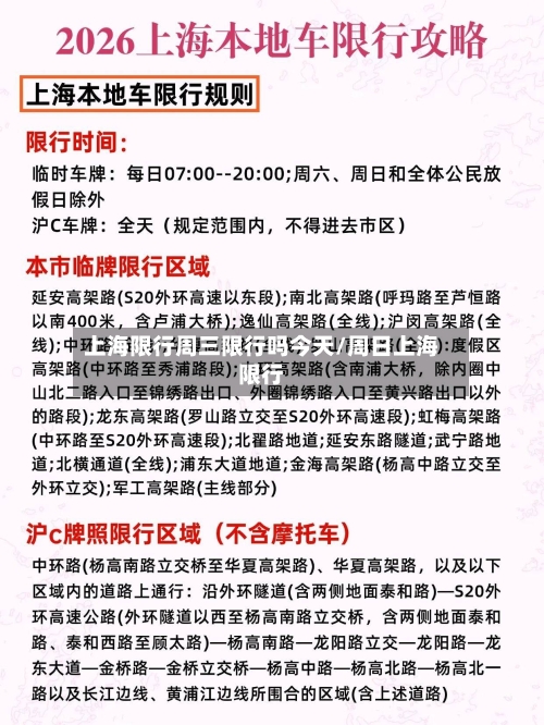 上海限行周三限行吗今天/周日上海限行